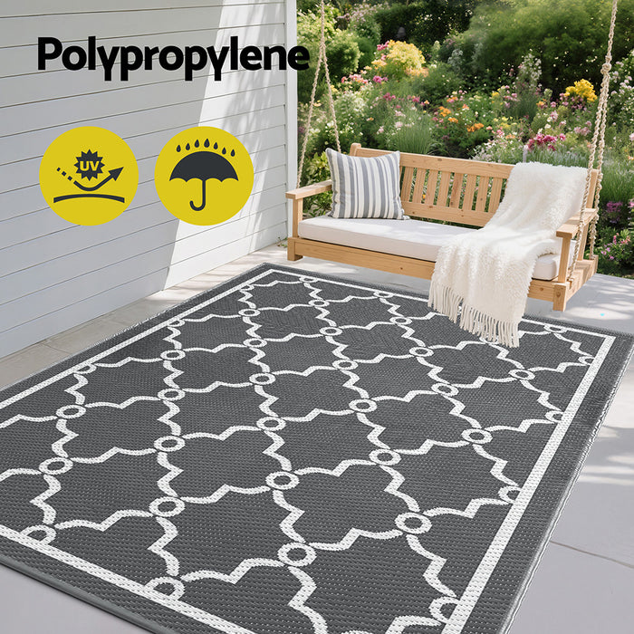 Outdoor Rugs 152X244Cm Large Carpet Reversible Area Mat Pp Dual-Sided Patio Rug Maroc