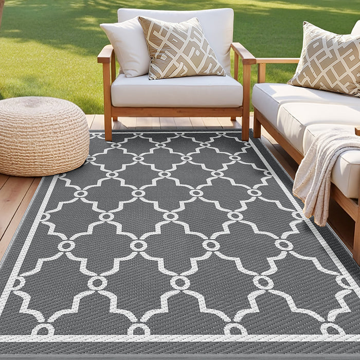Outdoor Rugs 152X244Cm Large Carpet Reversible Area Mat Pp Dual-Sided Patio Rug Maroc