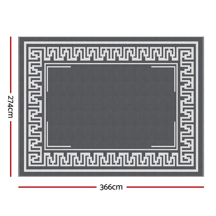 Outdoor Rugs 274X366Cm Large Carpet Reversible Area Mat Pp Dual-Sided Patio Rug Greek Key