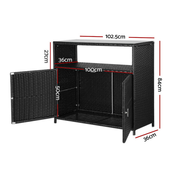 Outdoor Storage Cabinet Box Garage Wicker Shed Tools Shelf Chest Garden