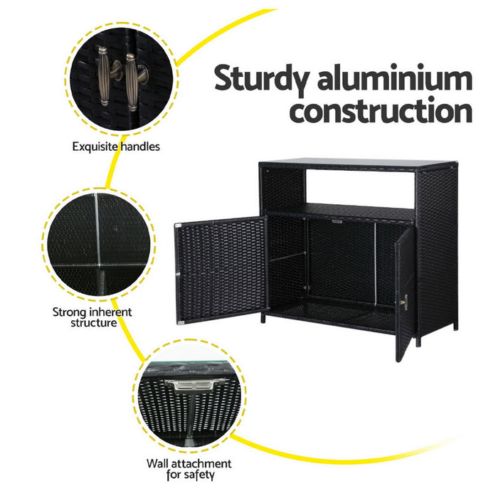 Outdoor Storage Cabinet Box Garage Wicker Shed Tools Shelf Chest Garden