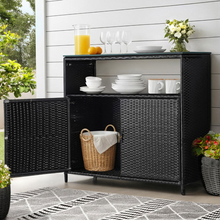 Outdoor Storage Cabinet Box Garage Wicker Shed Tools Shelf Chest Garden