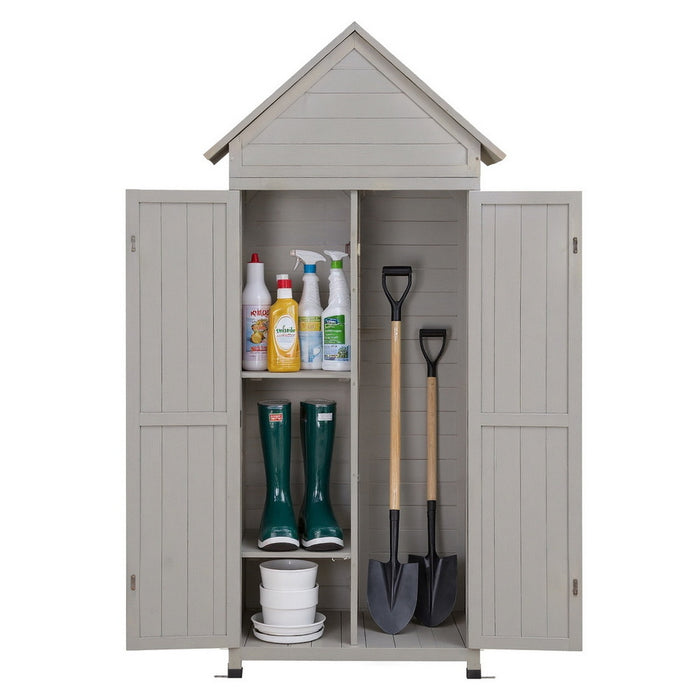 Outdoor Storage Cabinet Cupboard Lockable Tool Organizer Shed Adjustable Grey