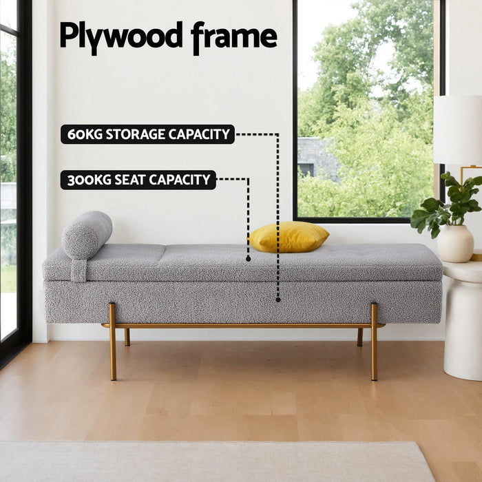 Storage Ottoman Bed 140Cm Pillow Foot Stool