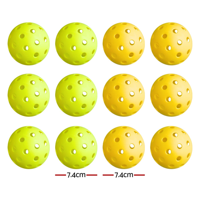 12Pc Pickleballs Set 40-Hole Design Indoor Outdoor Durable Pe Balls Green/Yellow