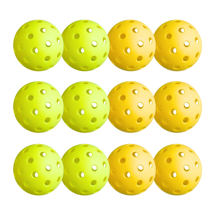 12Pc Pickleballs Set 40-Hole Design Indoor Outdoor Durable Pe Balls Green/Yellow