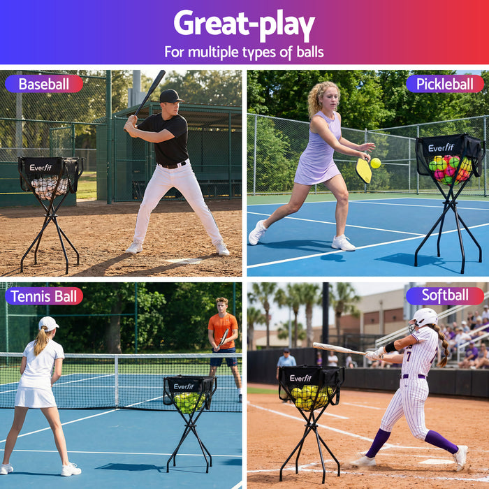 Portable Ball Cart Foldable Pickleball Tennis Baseball Softball
