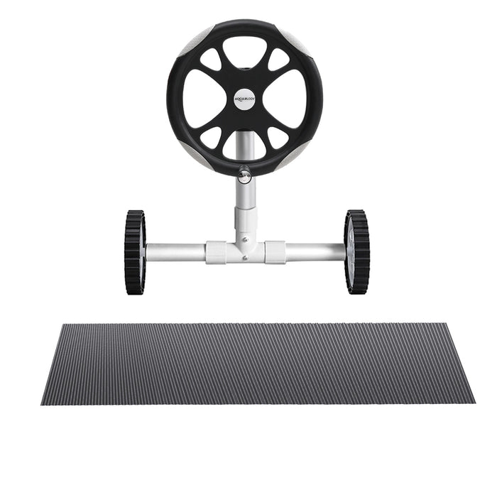 Pool Cover 600 Micron 10X4M W/ Roller 5.55M Swimming Pools Black Solar Blanket