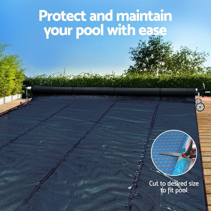 Pool Cover 600 Micron 11X4.8M W/ Roller 5.55M Swimming Pools Black Solar Blanket