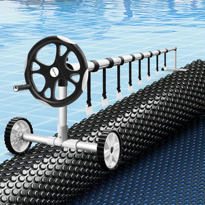 Pool Cover 600 Micron 11X4.8M W/ Roller 5.55M Swimming Pools Black Solar Blanket