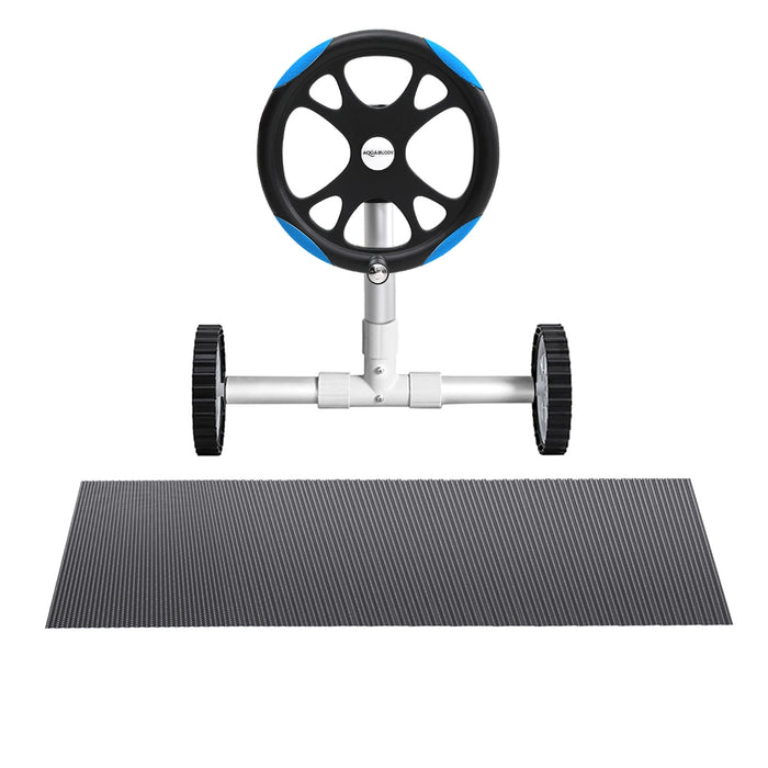 Pool Cover 600 Micron 11X4.8M W/ Roller 5.55M Black Solar Blanket