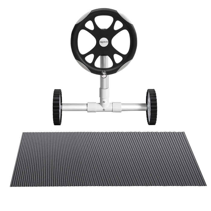 Pool Cover 600 Micron 7X4M W/ Roller 5.55M Swimming Pools Black Solar Blanket