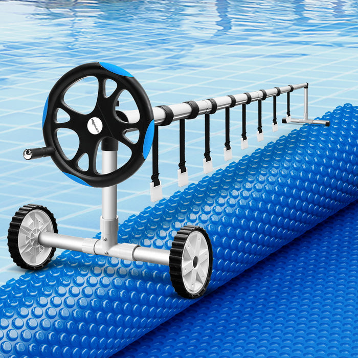 Pool Cover 600 Micron Solar Heat 9.5X5M Blanket W/ 5.55M Roller Blue