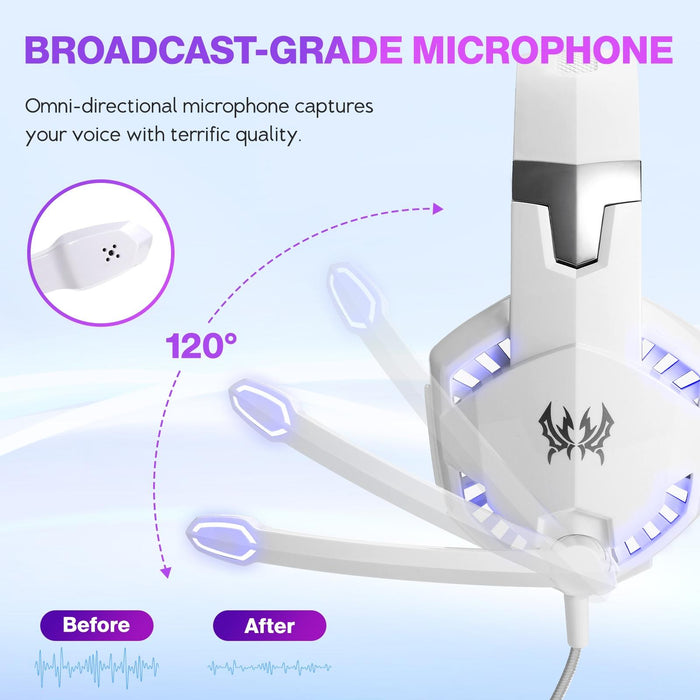 Over-Ear Gaming Headset With Mic Led Light And Stereo Bass For Pc Gamer