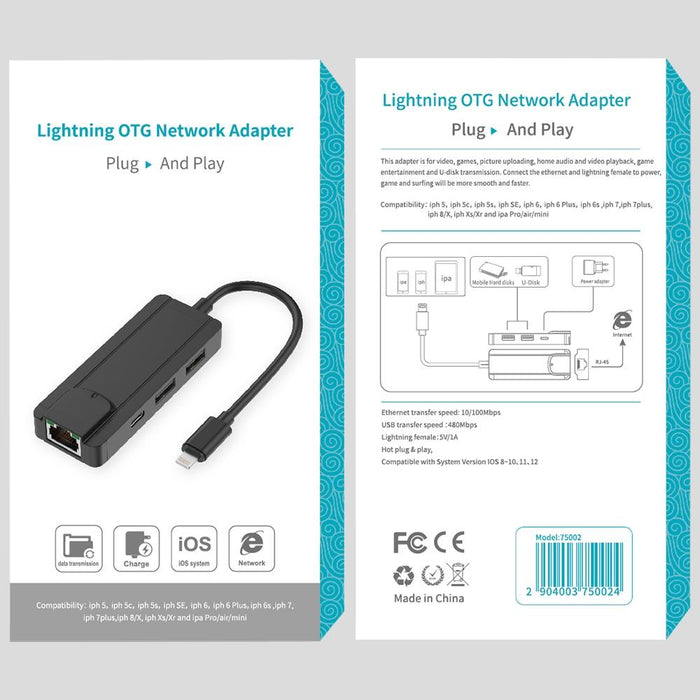 8Pin To Rj45 Usb 2.0 Hub Adapter