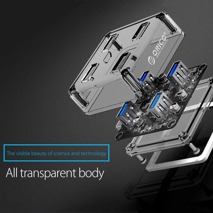 Transparent Usb 3.0 Desktop Hub + 100Cm Micro Usb Cable
