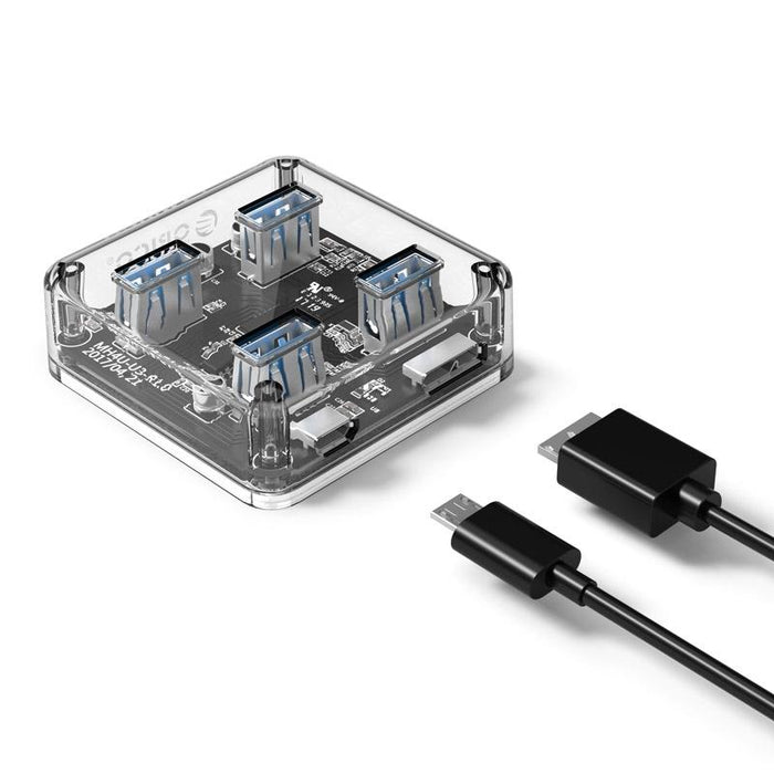 Transparent Usb 3.0 Desktop Hub + 100Cm Micro Usb Cable