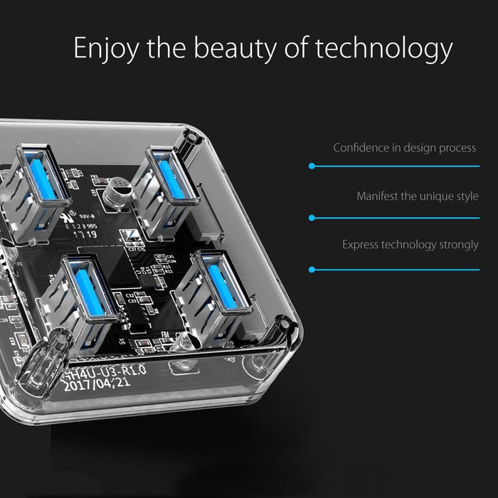 Transparent Usb 3.0 Desktop Hub + 100Cm Micro Usb Cable