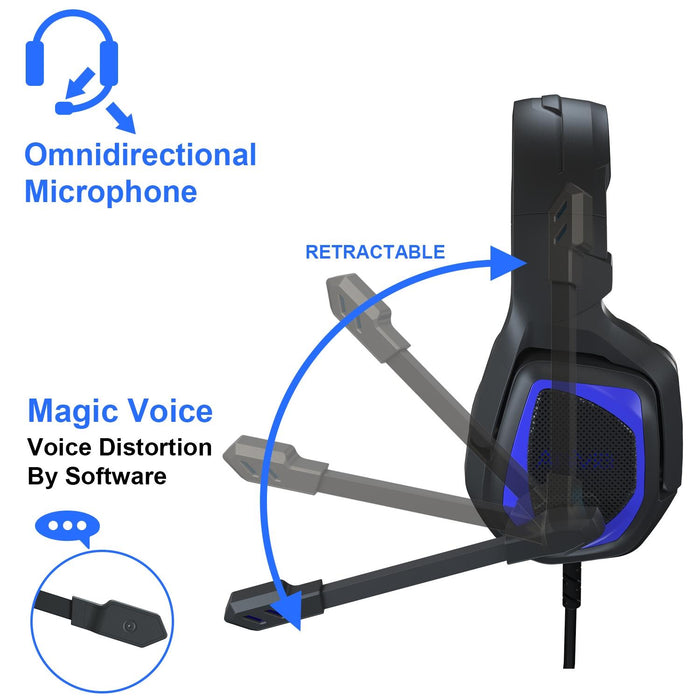 Retractable Mic Gaming Headset 3.5Mm Plug 2.2M Cable