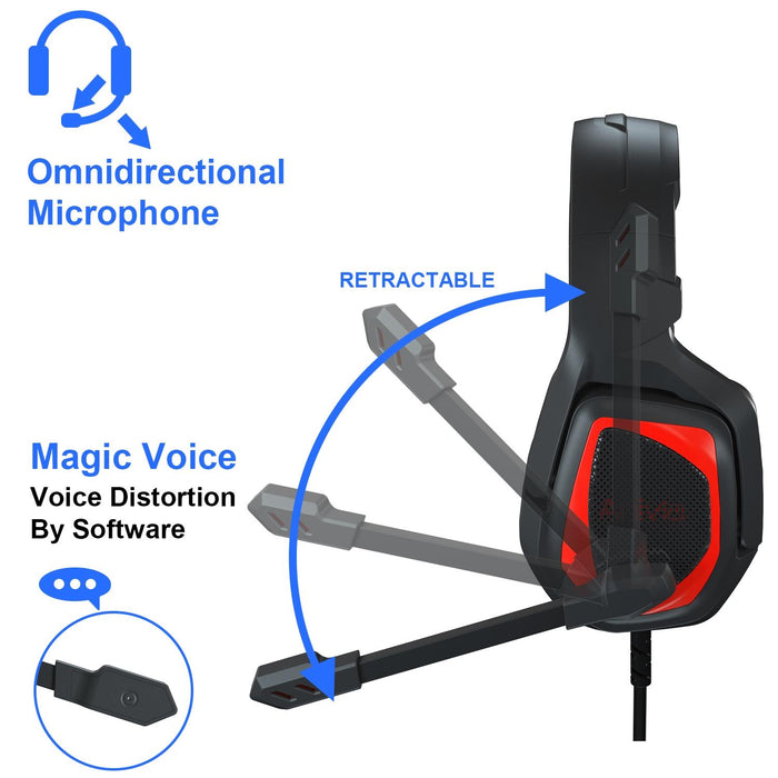 Retractable Mic Gaming Headset 3.5Mm Plug 2.2M Cable