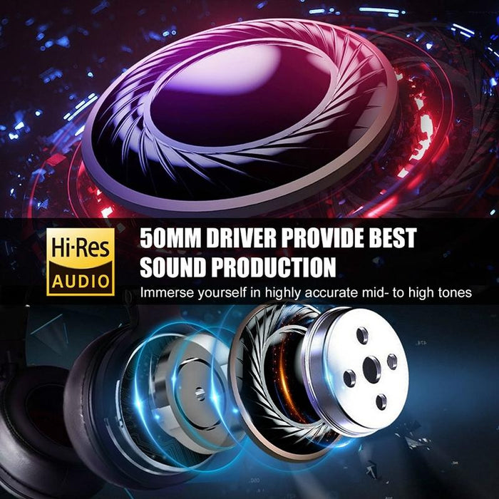 Head-Mounted Wired Headphone With Microphone Brown