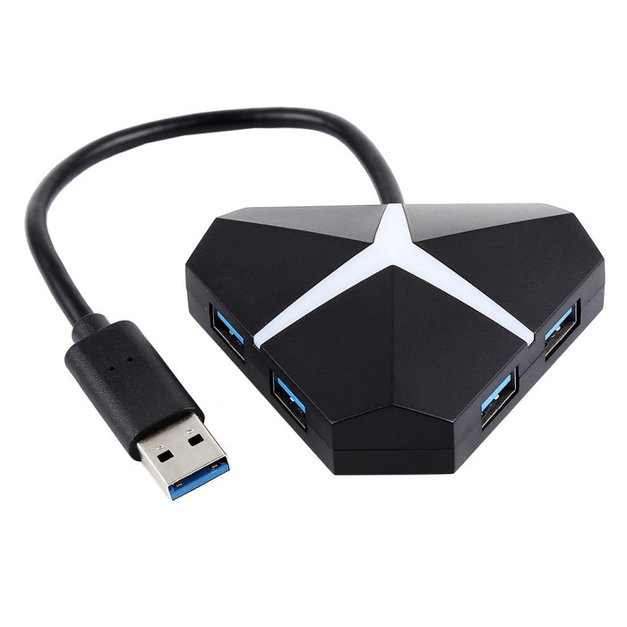 4-Port Usb 3.0 Hub 5Gbps Speed 20Cm Cable Black