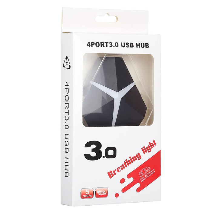4-Port Usb 3.0 Hub 5Gbps Speed 20Cm Cable Black