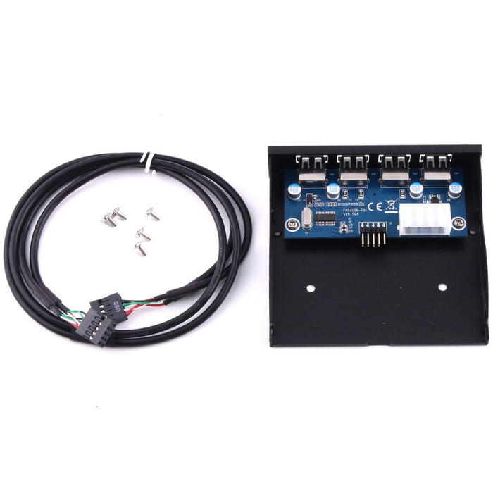 4-Port Usb 2.0 Hub For 3.5 Floppy Bay Black