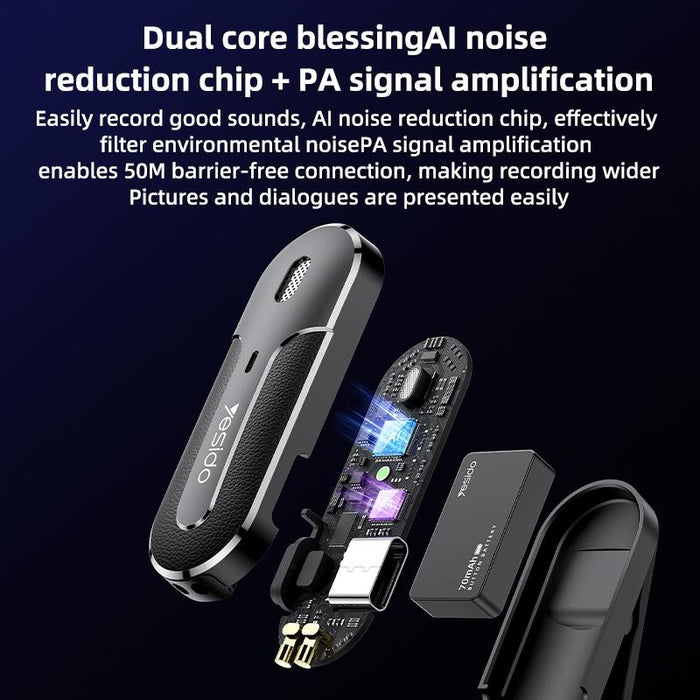 2-In-1 Wireless Lavalier Microphone With Type-C Receiver & Charger