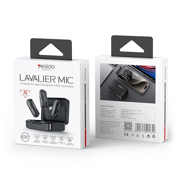2-In-1 Wireless Lavalier Microphone With Type-C Receiver & Charger