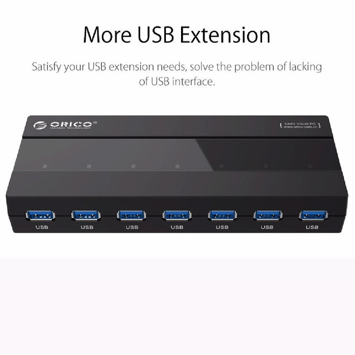 High Speed 7-Port Usb 3.0 Hub With Power Adapter