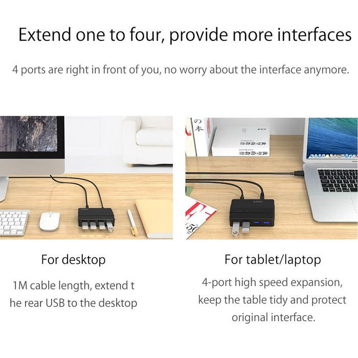 High Speed 4-Port Usb 3.0 Hub With 12V Adapter
