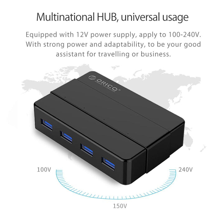 High Speed 4-Port Usb 3.0 Hub With 12V Adapter
