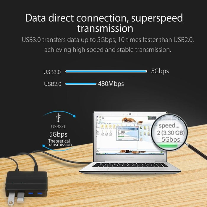 High Speed 4-Port Usb 3.0 Hub With 12V Adapter