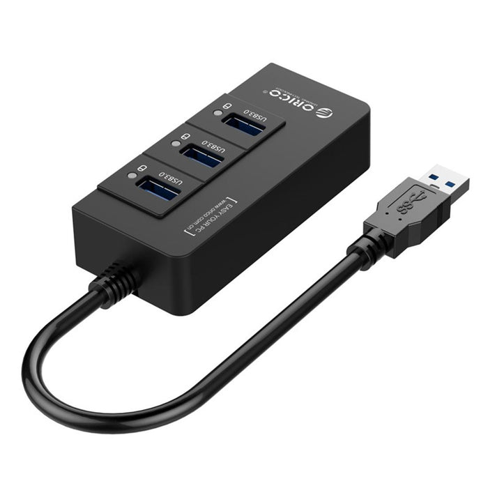 3-Port Usb3.0 Hub With Gigabit Ethernet Black