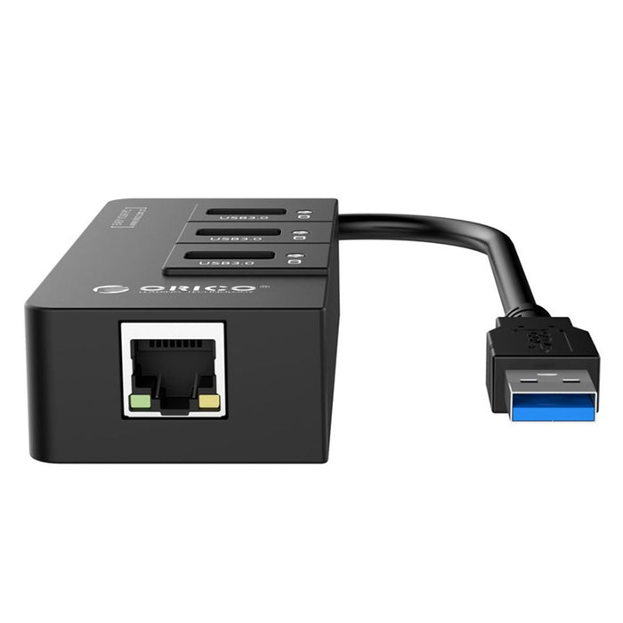 3-Port Usb3.0 Hub With Gigabit Ethernet Black