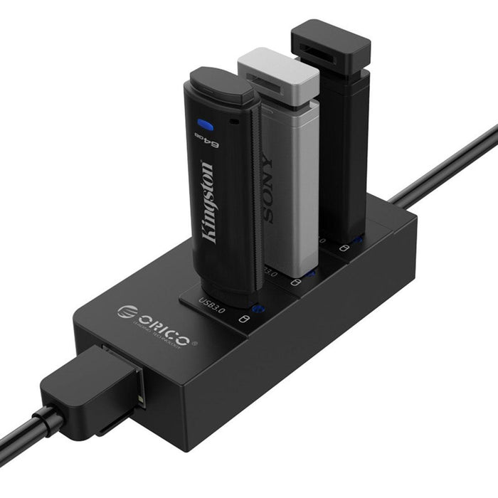 3-Port Usb3.0 Hub With Gigabit Ethernet Black
