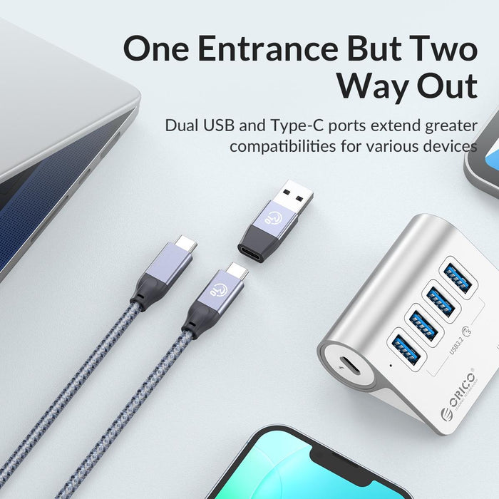 3-Port Usb 3.2 Hub With Card Reader Silver