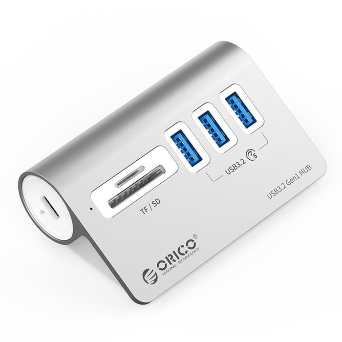 3-Port Usb 3.2 Hub With Card Reader Silver
