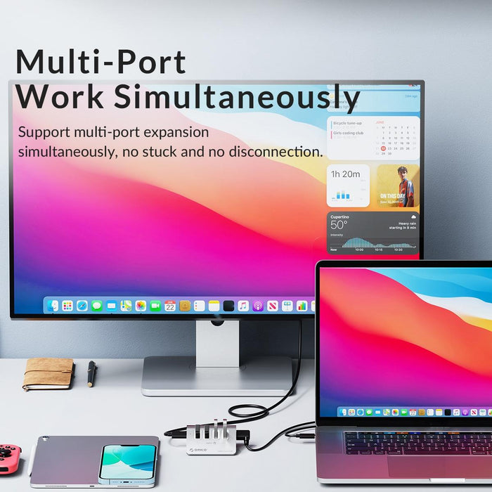 3-Port Usb 3.2 Hub With Card Reader Silver