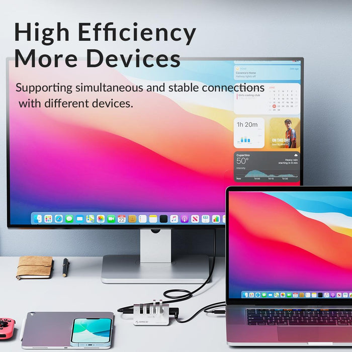 Aluminum 4-Port Usb 3.2 Gen1 10Gbps Hub Silver