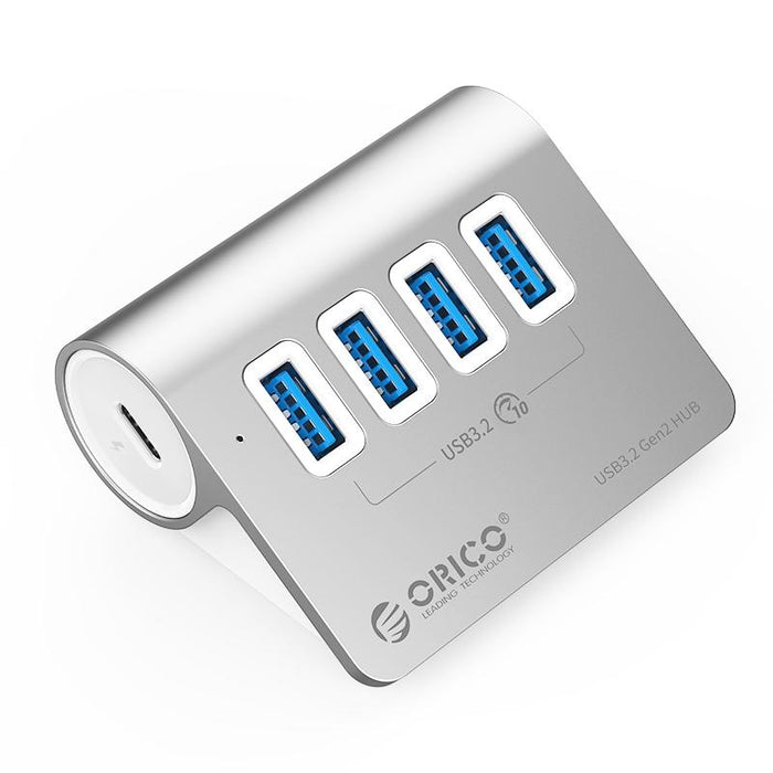 Aluminum 4-Port Usb 3.2 Gen1 10Gbps Hub Silver