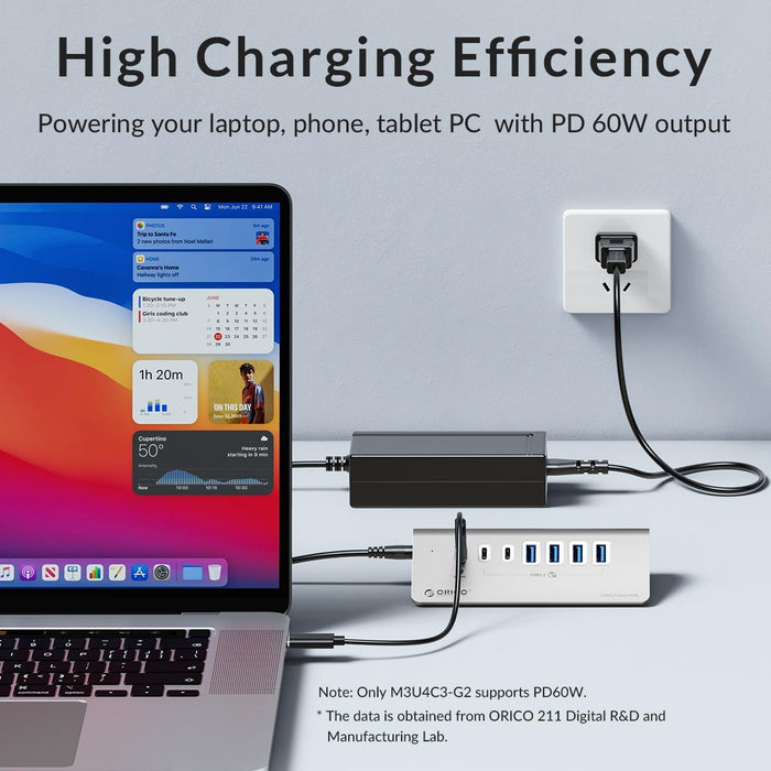 Aluminum 4-Port Usb 3.2 Gen1 10Gbps Hub Silver