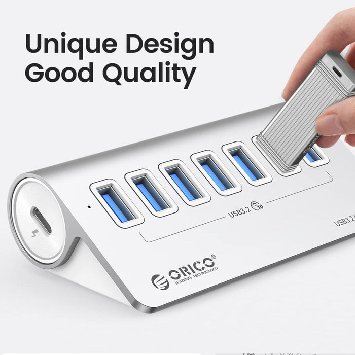 Aluminum 7-Port Usb 3.2 Gen2 Hub 10Gbps With 0.5M Cable