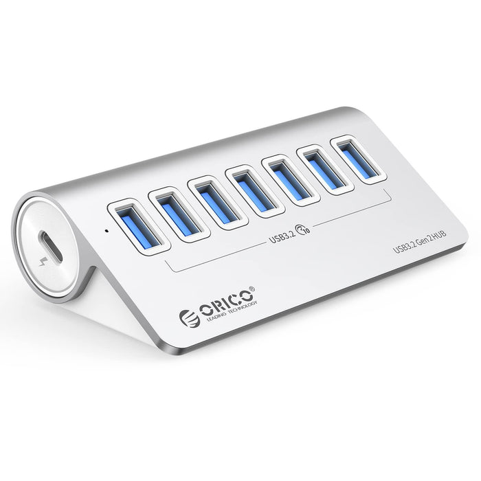 Aluminum 7-Port Usb 3.2 Gen2 Hub 10Gbps With 0.5M Cable