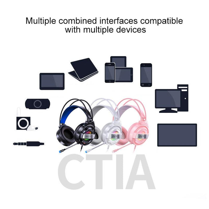 Usb + Dual 3.5Mm Wired Gaming Headset With Mic & Rgb Light