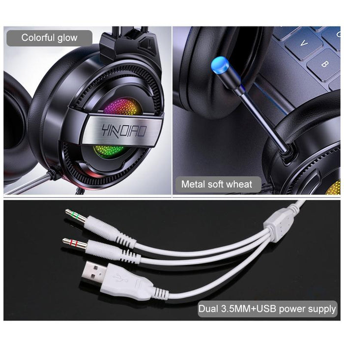 Usb + Dual 3.5Mm Wired Gaming Headset With Mic & Rgb Light
