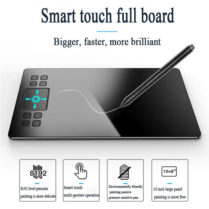 10X6 Inch Smart Touch Graphic Tablet With Type-C Interface