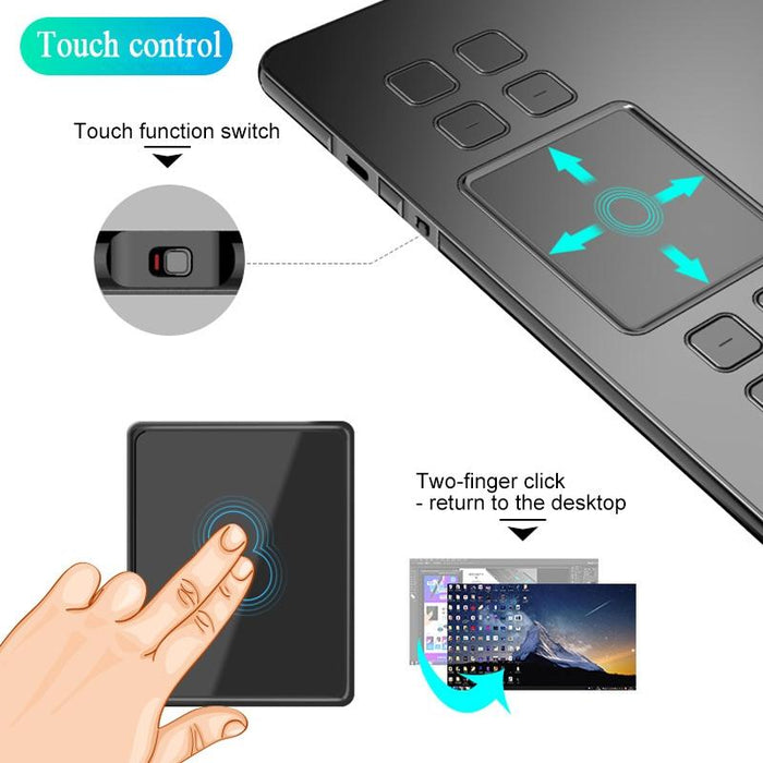 10X6 Inch Smart Touch Graphic Tablet With Type-C Interface