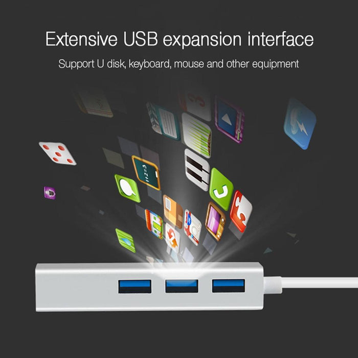 3-Port Usb3.0 Hub + Gigabit Ethernet Adapter